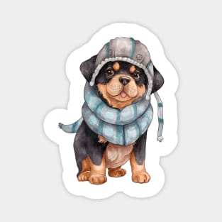 Watercolor Cozy Rottweiler Dog Magnet