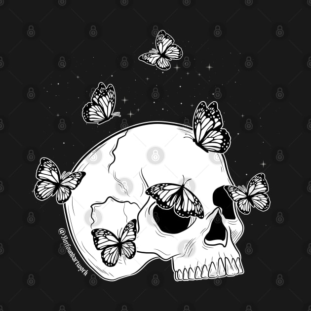 Skull and Butterflies by Notfoundartwork