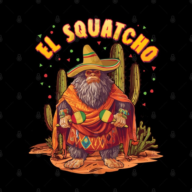 El Squatcho Bigfoot with Maraca, Sombrero and Poncho by Graphic Duster