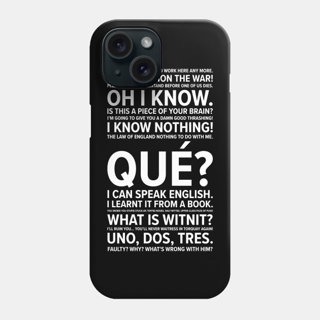 Fawlty Towers Quotes Phone Case by barberdesigniow