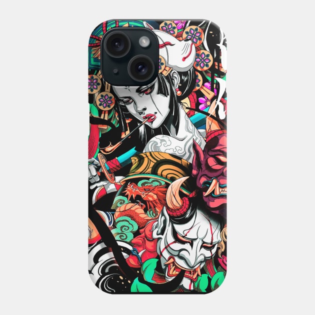 Pop Art Geisha Urban Vaporwave Japanese Style Phone Case by OWLvision33