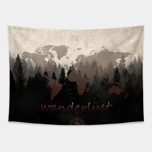 world map forest Tapestry