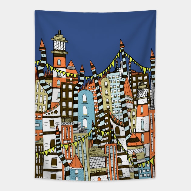 Town fair Tapestry by Swadeillustrations