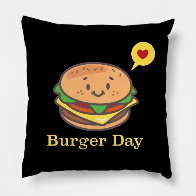 Burger day Pillow by RussellTateDotCom