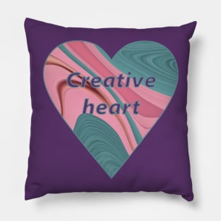 creative heart patterned with pink turquoise agate slice Pillow