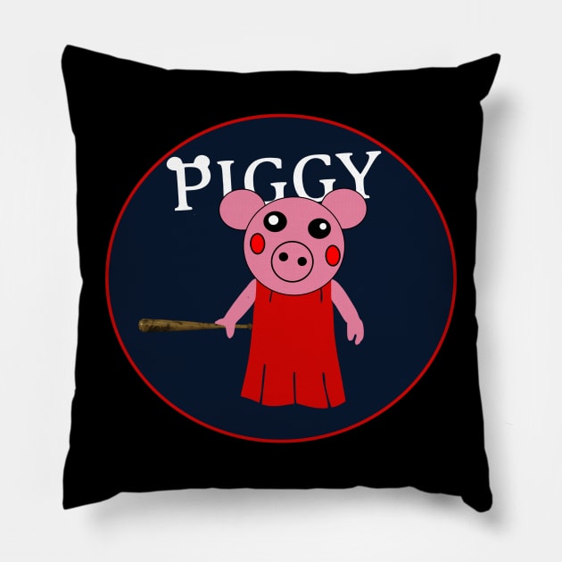 Funny Cute Piggy Pillow by FreeKidsArt