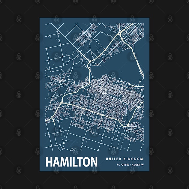 Hamilton Blueprint Street Map, Hamilton Colour Map Prints by tienstencil