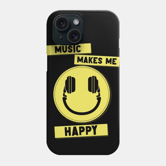 Music Makes Me Happy // Headphones Smiley Face Phone Case by SLAG_Creative