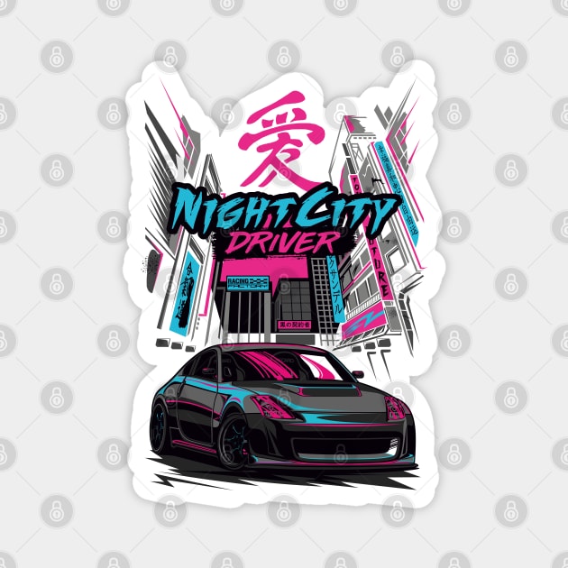 Nissan 350z Night City Driver Magnet by racingfactory