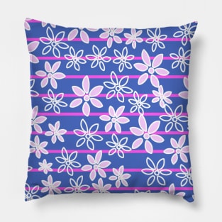 Pink Flowers With Pink Stripes Pattern Pillow