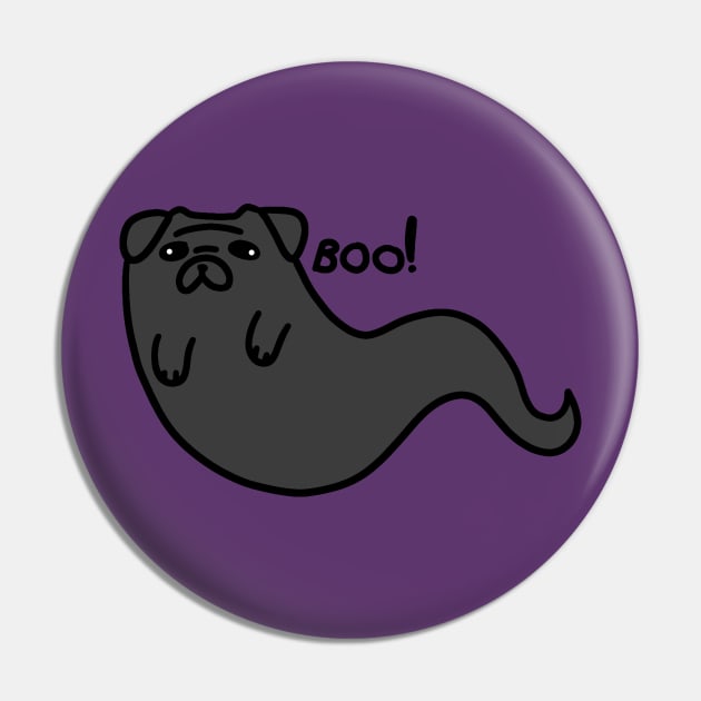 Black Pug Shadow Ghost Pin by saradaboru