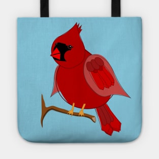 Cute Chubby Red Cardinal Bird on Branch Tote