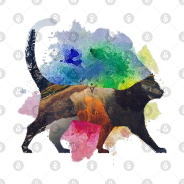 Abstract Cat Contemporary Artist Colorful Gift by jaml-12