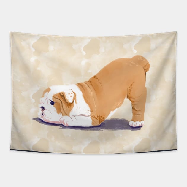 Lazy Bulldog Tapestry by Iniistudio