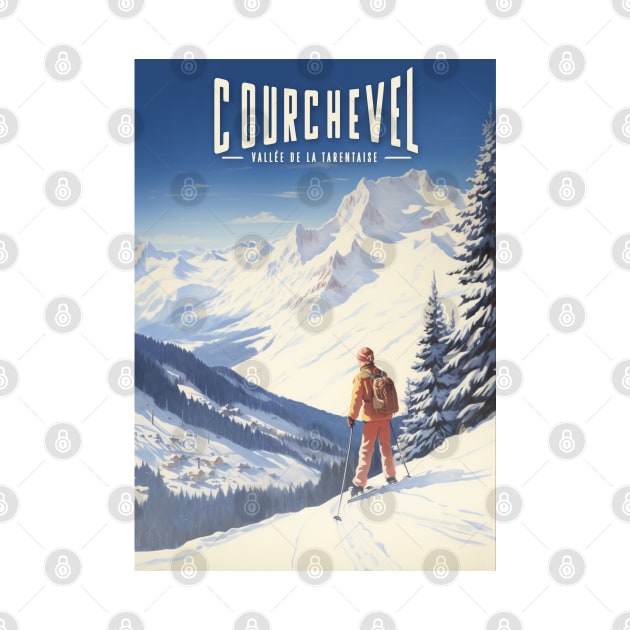 Affiche Courchevel - France - Auvergne-Rhône-Alpes - Savoie - illustration by Labonneepoque