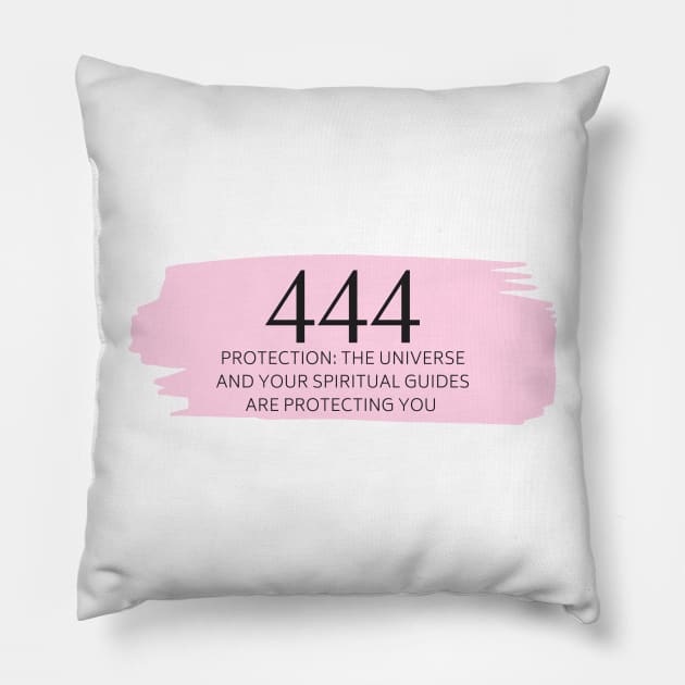 444 Angel Number pink Pillow by anrockhi