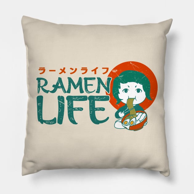 Ramen Life Asian Food Lover, Japanese Cuisine, Cute Pillow by Issho Ni