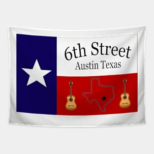 6TH STREET AUSTIN TEXAS T-SHIRT Tapestry