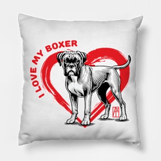 I Love My Boxer - I Love my dog - Balanced dog Pillow