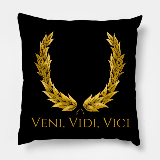 Veni Vidi Vici Gaius Julius Caesar Latin Quote Pillow by Styr Designs