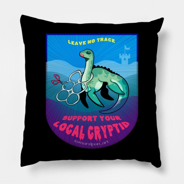 Loch Ness Monster - Support Your Local Cryptid Pillow by Marzipan Art