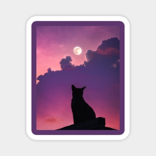 Cat Watching the Sunset Magnet