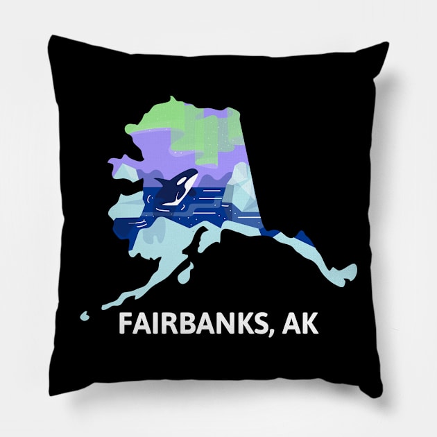 Fairbanks, AK Pillow by A Reel Keeper