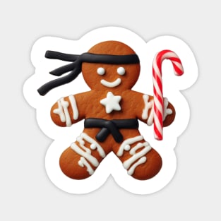 Funny Ninja Gingerbread Man Cookie Candy Cane Sword Magnet