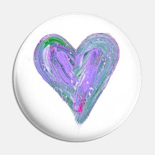 Purple and Teal Painted Heart with Splatter Pin