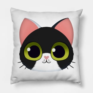 Cute Black and White Kitten Pillow