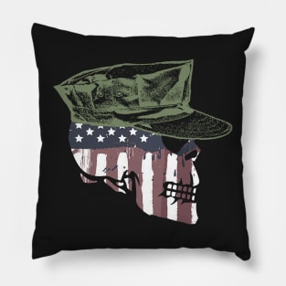 Painted American Flag Military Skull Pillow