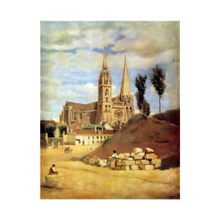 Chartres Cathedral in the 19th century by Camille Corot T-Shirt