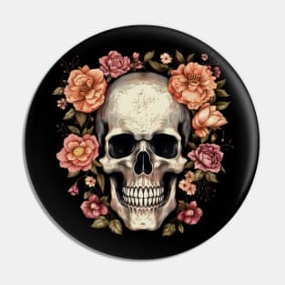 Skull with flowers Pin