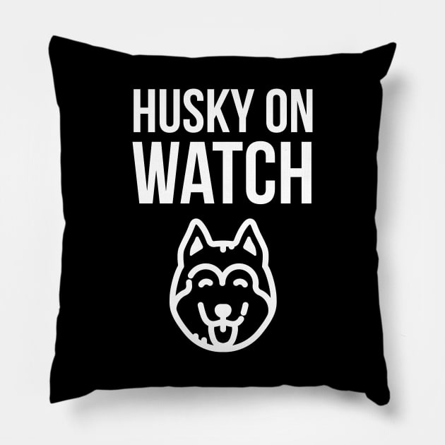 Husky On Watch Pillow by evokearo