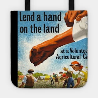 Vintage Lend a Hand on the Land Poster Tote