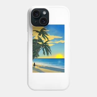 Girl Summer Sunset Palm Tree Beach Ocean Artistic Paradise Phone Case