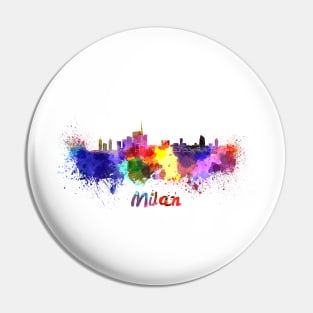 Milan skyline in watercolor Pin