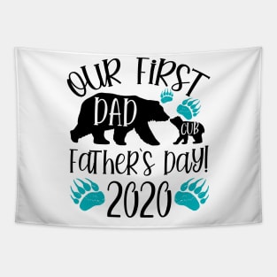 First Fathers Day Dad And Baby Bear Matching Tapestry