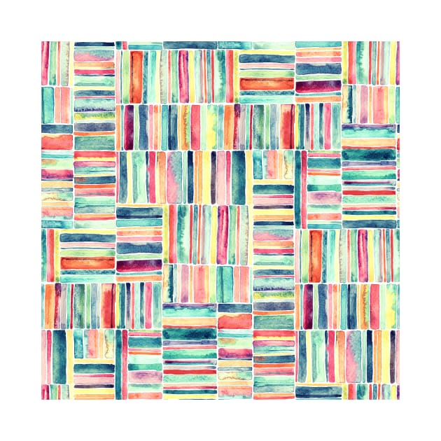 Retro Beach Chair Pastel Watercolor Stripes by micklyn