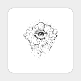 Tattoo of All Seeing Eye In a Cloud with lightnings Magnet