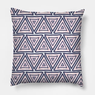 Blue And Pink Triangle Grid Pillow