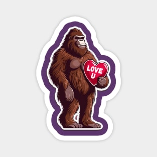 bigfoot holding Valentine's Day Heart. Magnet