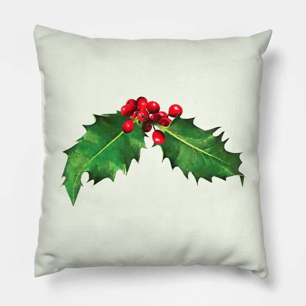 Christmas Holly Pillow by SusanSavad