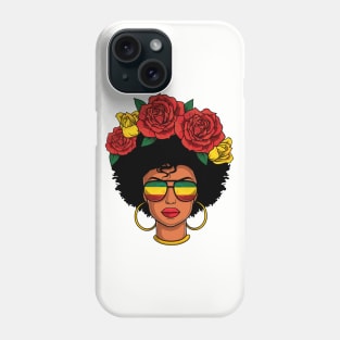 Afro Natural Black Hair Flower Melanin Queen Phone Case