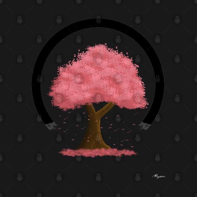 Simple Cherry Blossom Tree With Falling Leaves Version 2 by DotNeko