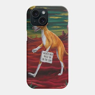 AI generated orange dog wicked men on the sun Phone Case