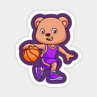 Basketball Bear Cute Cartoon Magnet