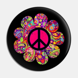 Daisy PEACE SIGN LOVE 60s 70s Tie Dye Hippie Costume Pin