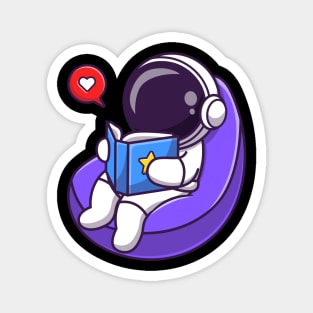 Astronaut Reading Book On Beanbag Cartoon Magnet