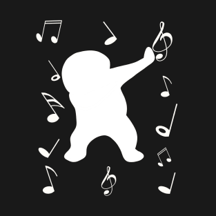 funny dabbling man dance with music key note T-Shirt